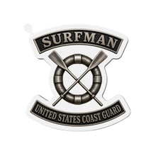 Load image into Gallery viewer, Die-Cut Magnet - USCG - Surfman Badge w txt - 3D - Enhanced