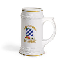 Load image into Gallery viewer, Classic Ceramic Beer Stein Mug, White Porcelain Stein with Gold Trim | German-Style Tankard - Army - 3rd ID - Germany w Cold War SVC