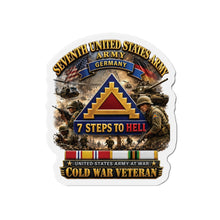 Load image into Gallery viewer, Die-Cut Magnet - Army - 7th Unites States Army - 7 Steps to Hell w Germany Tab - SS w COLD WAR SVC - 3D - Enhanced