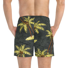Load image into Gallery viewer, Tropical Palm Island Swim Trunks — Vintage Hawaiian Beach Shorts