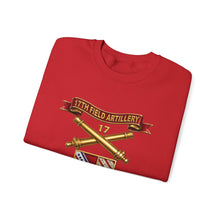 Load image into Gallery viewer, Crewneck Sweatshirt - Army - 17th Field Artillery w Br - Ribbon, Vietnam Veteran w VN SVC - 3D - Enhanced