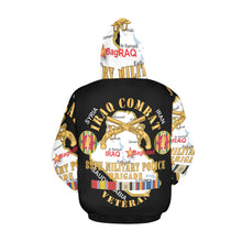 Load image into Gallery viewer, Men's All Over Print Hoodie (USA Size) (Model H13) - Army - 89th Military Police Brigade - Iraq Combat Veteran - SSI - Br w IRAQ SVC X 300