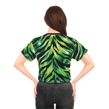 Load image into Gallery viewer, All-Over Print Beach & Festival Crop Tee - Glossy tropical zebra print design