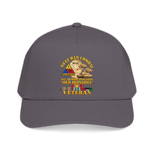 Load image into Gallery viewer, Mid Profile Baseball Cap - Army - Gulf War Combat - 1st Armored Divi - Old Ironsides - Veteran - Map w GULF SVC - 3D - Enhanced