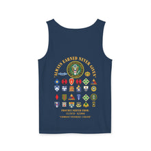 Load image into Gallery viewer, Unisex Combat Veteran Tank Top, Always Earned Never Given Apparel, Military Tribute Shirt, Patriotic Gift for Veterans, Summer Casual Wear - Combat Veteran - 11B40X - Retired Army with Multi Units