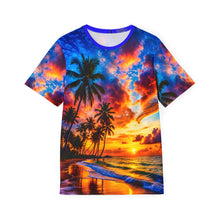 Load image into Gallery viewer, Tropical Sunset Sports Jersey — All-Over Print Palm Beach Tee
