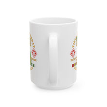 Load image into Gallery viewer, White Ceramic Mug, (11oz, 15oz) - Vietnam Combat Veteran w 20th Engineer Brigade SSI - Dong Tam X 300