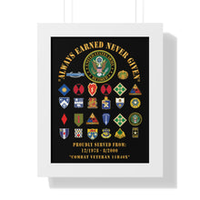 Load image into Gallery viewer, Honorable Veteran Framed Poster, Military Wall Art, Retirement Gift, Veteran's Day Decor, Personalized Military Tribute - Combat Veteran - 11B40X - Retired Army with Multi Units