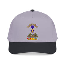 Load image into Gallery viewer, Mid Profile Baseball Cap - Vietnam War Purple Heart Medal w VN SVC - with Vietnam Scene - 3D - Transparent