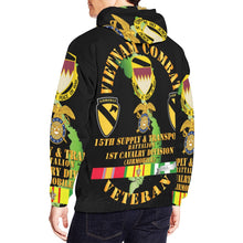 Load image into Gallery viewer, Men's All Over Print Hoodie (USA Size) (Model H13) - Vietnam Combat Cavalry Veteran w 15th Supply & Transport Bn - 1st Cav Div