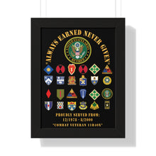 Load image into Gallery viewer, Honorable Veteran Framed Poster, Military Wall Art, Retirement Gift, Veteran's Day Decor, Personalized Military Tribute - Combat Veteran - 11B40X - Retired Army with Multi Units