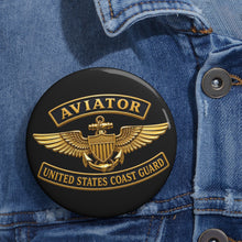 Load image into Gallery viewer, Custom Pin Buttons - USCG - Aviator Badge w txt - 3D - Enhanced