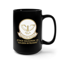 Load image into Gallery viewer, Black Mug 15oz - Attack Squadron 128 - Golden Intruders - White w Text X 300