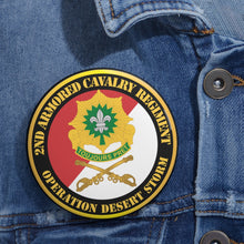 Load image into Gallery viewer, Custom Pin Buttons - 2nd Armored Cavalry Regiment DUI - Red White - Operation Desert Storm
