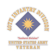 Load image into Gallery viewer, Kiss - Cut Stickers - Army - SSI - 40th Infantry Division - Sunburst Division - US Army Veteran X 300