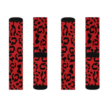 Load image into Gallery viewer, Sublimation Socks - Leopard Camouflage - Red