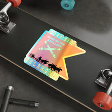 Load image into Gallery viewer, Holographic Die-cut Stickers - Fort SIll, Home of Artillery Guidon w Cassion - Black X 300