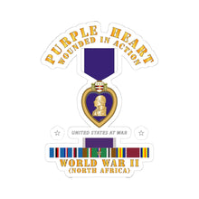 Load image into Gallery viewer, Kiss-Cut Stickers - Purple Heart - WIA w WWII SVC w Purple Heart - North Africa