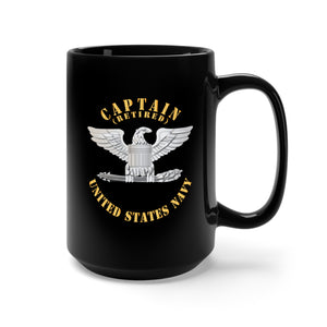 Black Mug 15oz - Navy - Captain - Cpt - Retired X 300