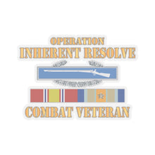 Load image into Gallery viewer, Kiss - Cut Stickers - Army - Opn Inherent Resolve (OIR) SVC Bar w CIB - Combat Veteran X 300