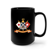 Load image into Gallery viewer, Black Mug 15oz - 43rd Signal Battalion w Signal Branch - Br - Ribbon - DUI X 300