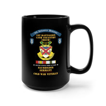 Load image into Gallery viewer, Black Mug 15oz - 8th Infantry Division Scroll - 1st Bn 13th Infantry (Mech) - Baumholder Germany - Cold War Vet w COLD SVC X 300