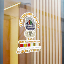 Load image into Gallery viewer, Kiss-Cut Vinyl Decals - Army - 1st Airborne Bde - TXARNG - Cold War Vet wo Parachute w COLD SVC X 300