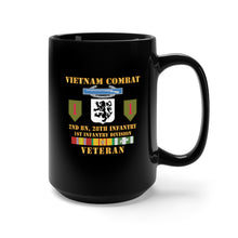 Load image into Gallery viewer, Black Mug 15oz - Vietnam Combat Infantry Veteran w 2nd Bn 28th Inf 1st Inf Div - Hat X 300