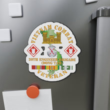 Load image into Gallery viewer, Die-Cut Magnets -SSI - Army - Vietnam Combat Veteran w 20th Engineer Brigade SSI - Dong Tam X 300