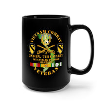 Load image into Gallery viewer, Black Mug 15oz - Vietnam Combat Cavalry Vet w 2nd Bn 7th Cav DUI - 1st Cav Div X 300
