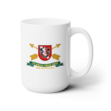 Load image into Gallery viewer, White Ceramic Mug 15oz - Army - 3rd Battalion, 7th Special Forces Group - Flash w Br - Ribbon X 300