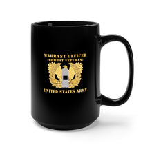 Load image into Gallery viewer, Black Mug 15oz - Army - Warrant Officer - W01 - Combat Veteran - Flat - Eagle and Bar X 300