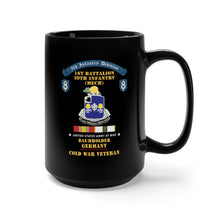Load image into Gallery viewer, Black Mug 15oz - 8th Infantry Division Scroll - 1st Bn 39th Infantry (Mech) - Baumholder Germany - Cold War Vet w COLD SVC X 300