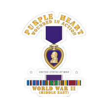 Load image into Gallery viewer, Kiss-Cut Stickers - Purple Heart - WIA w WWII SVC w Purple Heart - Middle East