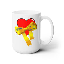 Load image into Gallery viewer, White Ceramic Mug 15oz - ARMY - Heart - Yellow Ribbon - Support Troops and Vets X 300
