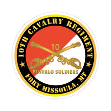 Load image into Gallery viewer, Kiss-Cut Stickers - Army - 10th Cavalry Regiment - Fort Missoula, MT - Buffalo Soldiers w Cav Branch