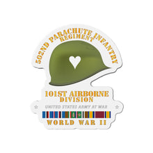 Load image into Gallery viewer, Die-Cut Magnets - Army - 502nd PIR 101st Helmet - WWII w EUR SVC