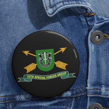 Load image into Gallery viewer, Custom Pin Buttons - 10th Special Forces Group - Flash w Br - Ribbon X 300