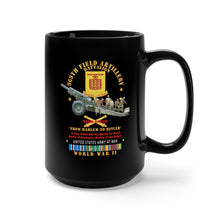 Load image into Gallery viewer, Black Mug 15oz - DUI - 969th Field Artillery Battalion - DUI w Br - From Harlem to Hitler - 155MM Gun - Crew - EUR SVC WWII - V1 X 300