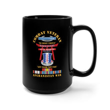 Load image into Gallery viewer, Black Mug 15oz - Army - Combat Veteran - 187th Infantry Regiment - Torii, Rakkasans, Let Valor Not Fail, English, Latin w CIB w AFGHAN SVC X 300