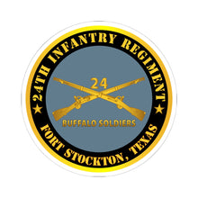 Load image into Gallery viewer, Kiss-Cut Stickers - Army - 24th Infantry Regiment - Fort Stockton, TX - Buffalo Soldiers w Inf Branch X 300