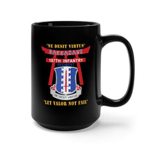 Load image into Gallery viewer, Black Mug 15oz - Army - 187th Infantry Regiment - Torii, Rakkasans, Let Valor Not Fail, English, Latin X 300