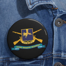 Load image into Gallery viewer, Custom Pin Buttons - 502nd Infantry Regiment - DUI w Br - Ribbon X 300