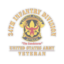 Load image into Gallery viewer, Kiss - Cut Stickers - Army - DUI - 34th Infantry Division - The Sandstorm - US Army Veteran X 300