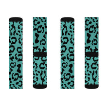 Load image into Gallery viewer, Sublimation Socks - Leopard Camouflage - Turquoise