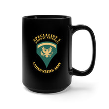 Load image into Gallery viewer, Black Mug 15oz - Army - Enlisted - SPEC 5 - Specialist 5 - Std - Combat Veteran X 300