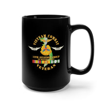 Load image into Gallery viewer, Black Mug 15oz - Vietnam Combat Aviation Vet w Air Crew Badge - 12th AVN GroupI Mil Region III w SVC X 300