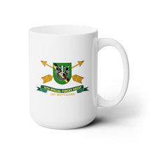 Load image into Gallery viewer, White Ceramic Mug 15oz - Army - 1st Battalion, 10th Special Forces Group - Flash w Br - Ribbon X 300