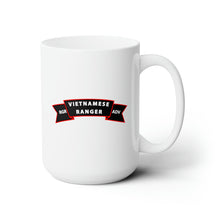 Load image into Gallery viewer, White Ceramic Mug 15oz - SOF - SSI - Vietnamese Ranger Advisor Scroll X 300