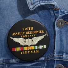 Load image into Gallery viewer, Custom Pin Buttons - 116th Assault Helicopter Co w Aviator Badge w VN SVC x 300